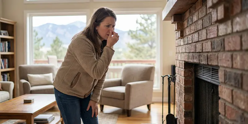 Homeowner noticing a bad smell coming from their fireplace.